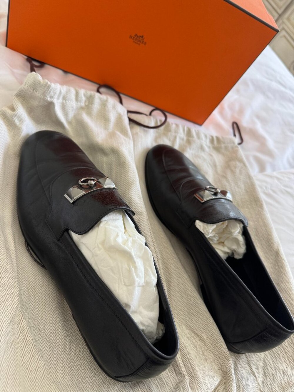 Hermes- Men's Leather Loafers/espadrille Dress Shoes